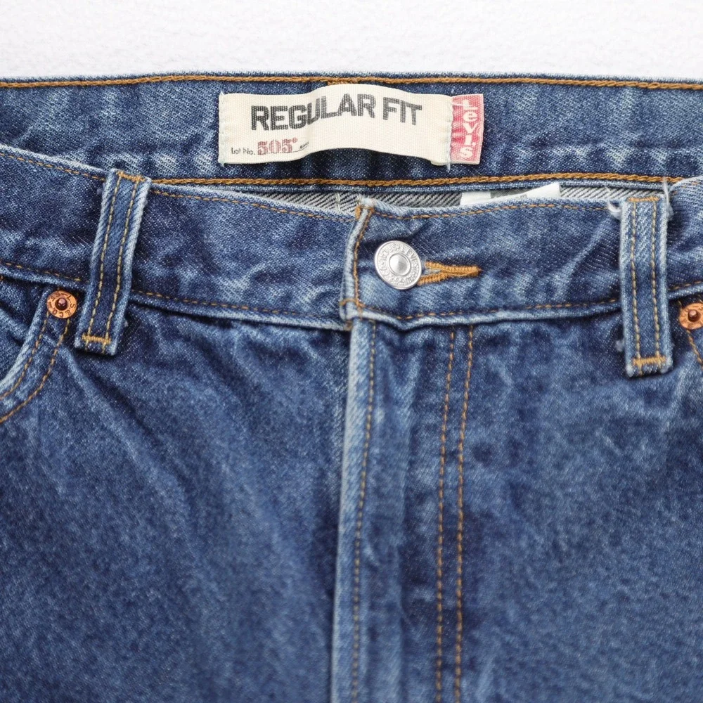 Levis 505 Regular Fit Jeans Mens 36x34 (35x33) Medium Wash Blue Straight Leg Y2K